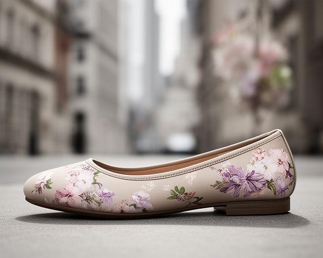 Stadtblüte Ballerina in einer eleganten Stadtkulisse mit zarten floralen Mustern