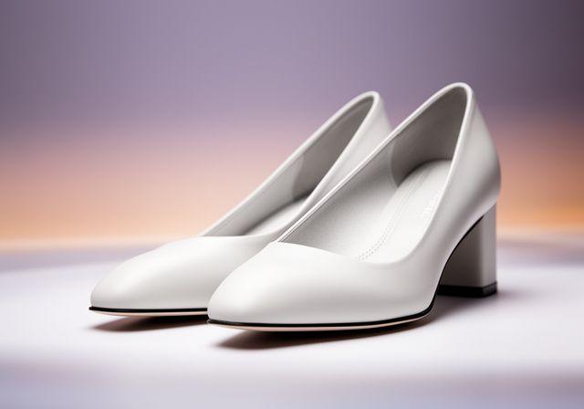 Elegante Schuhe aus Lederalternative auf einer weichen, minimalistischen Präsentationsfläche